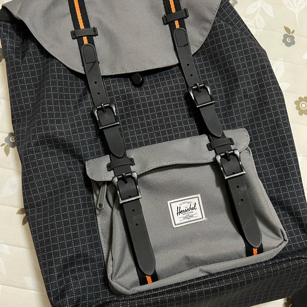 Herschel Supply Company Black and Gray Backpack with Orange Accents